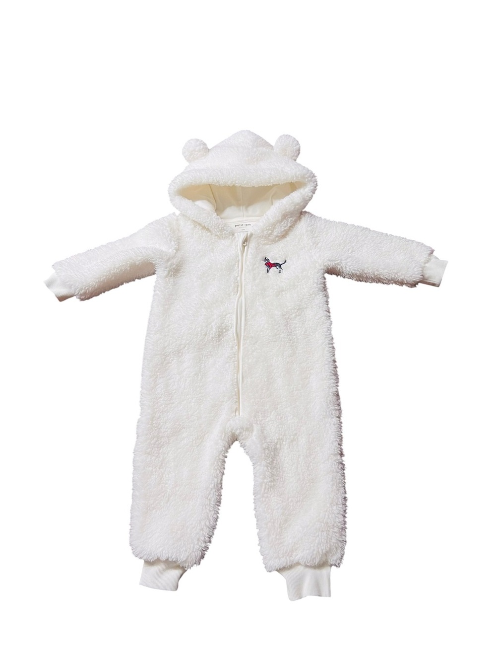 Petit Lem White Sherpa Hooded One-Piece with Ears Size 12 Months